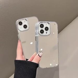 🔥COD🔥Arcylic Hard Case for iPhone 16 15 14 13 12 11 Pro Max 15 Pro Max 14 Pro Max 13 Pro Max Phone Case Electroplated Button Anti-fall Makeup Mirror Case Shockproof Cover Simple Fashion Phone Cover