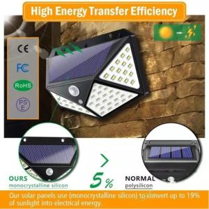 100LED Solar Wall Lamp Outdoor Lampwaterproof Motion Sensor Solar Powered Sunlight Street Lamp Garden Railing Decorative Lamp