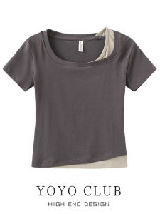 Yoyo Club Brand Discount Plus Size Summer New Belly-Covering Chubby Girl Loose Slim Looking Niche Style Short Sleeve T-shirt for Women