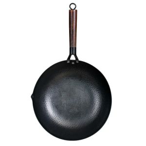 Pure Iron wok cast iron pan Non-coated Pot General use for Gas and Induction Cooker 32cm Chinese Wok Cookware Pan