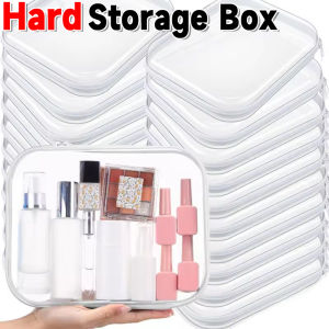 Clear Hard Shell Zipper Case Waterproof Cosmetic Bag with Double Zipper Kids Toy Storage Organizer Bins Portable Storage Tools