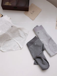 Gray Pure Cotton Extended Crotch Mid-Waist Womens Underwear Breathable Comfortable Briefs Assorted Sizes for Young Women