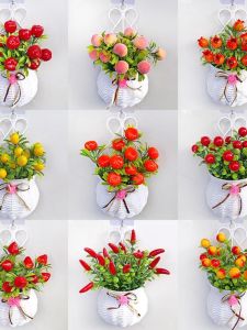 Bộ Đồ Trang Trí Hoa Nhựa Treo Tường Phòng Khách Đồ Trang Trí Nhà Đồ Trang Trí Hoa Giả Đồ Trang Trí Hoa Quả May Mắn Đồ Trang Trí Hoa Nhựa