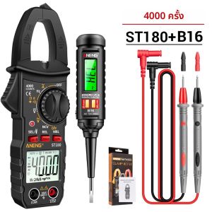 แคลมป์มิเตอร์ ST180 ANENG แคลมป์มิเตอร์วัดกระแสไฟฟ้ากระแสสลับ 4000 ค่า พร้อมเครื่องทดสอบแรงดันไฟฟ้า B16 12-300V เครื่องมือค้นหาจุดขาดวงจร