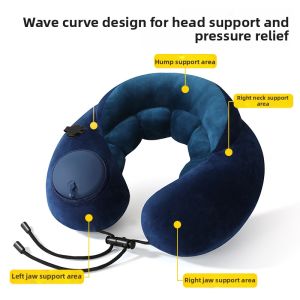 Press-inflatable Foldable U-shaped Travel Pillow