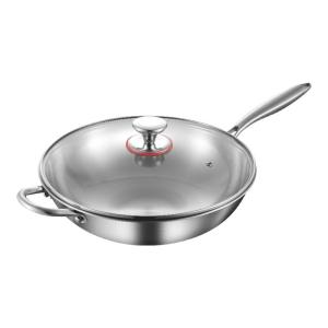Thickened 304 Stainless Steel Non-stick Wok Dishwasher Safe No Coating Home Use Electric Stove Cooking Pot Rustproof Easy Cleaning