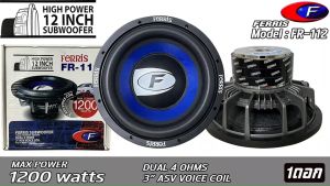 ลำโพงซับวูฟเฟอร์ติดรถยนต์ 12 นิ้ว รุ่น FR-112 ยี่ห้อ FERRIS เบสหนัก มากมาย 3ก้อน 4OHM แม่เหล็ก 1200W เพื่อเพิ่มปริมาณสุขลักษณ์ 1200W MAX POWER