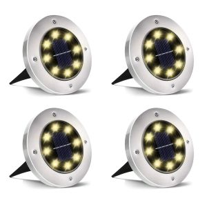 IP68 LED Outdoor Solar Power Ground Light Solar Path Deck Lights Underground Light Yard Driveway Lawn Garden Decor Lighting