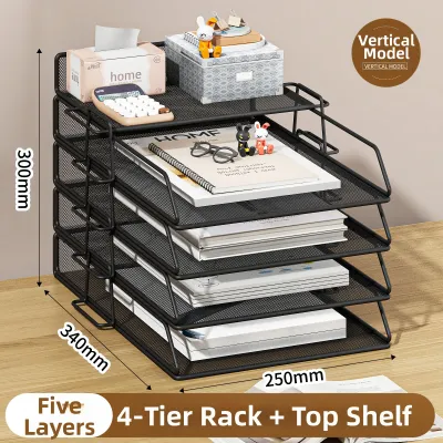 MINGZHUO | Layered File Organizer Rack Shelf A3 A4 Papers Black