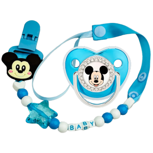 Disney | 2026 Newborn Pacifier Kawaii Baby Chain Clip Transparent Bling Nipple Baby Pacifier Holder Teeth Free of Bisphenol a Baby Shower