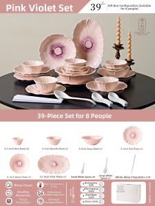 French Embossed Underglaze Purple Ceramic Tableware Set