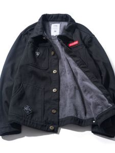 แจ็คเก็ตทำงานแบบมีฮู้ดขนแกะหนา ทรงหลวม กระเป๋าหลายใบ ทนทาน สำหรับผู้ชาย ฤดูใบไม้ร่วง/ฤดูหนาว เสื้อโค้ทเด็กผู้ชาย