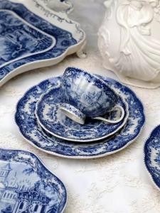 Blue Series Ceramic Plate Cup Dish High Aesthetic Value Blue Castle Character Porcelain Handmade Nordic Style Coffee Utensils