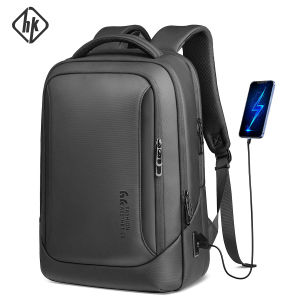 HK Mens Designer Laptop Bag Waterproof School Bags for College Boys Male Business Sports Travel Backpack Men With USB Charging