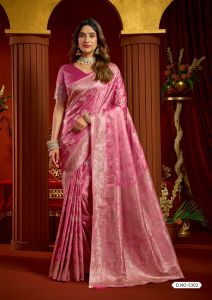Beautiful Satin Silk Saree with Swarovski work Stone Work & Matching Blouse Piece Festivewear 2026 Saree Collections