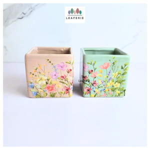 The Leaferie Vera Square plant pots. flowerpot . flowerpots . flower pot planter Ceramic