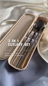 OULISI Cutlery Stainless Steel Tableware Spoon Fork Chopsticks Straw Set Container Lunch Protable Travel Sudu 外帶包包餐具汤匙勺叉筷子套装盒