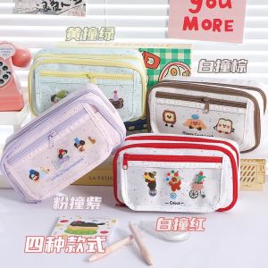 Large Capacity Pencil Case Girls Style Middle School Primary School Popular Brand YAOJIE Canvas Material Contrast Color Design