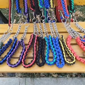 Braided Dog Collar Leash Set Anti Impact P Chain Pet Leash Eight Strand Nylon Leash Dog Leash Pet Snap Leash for Large Medium Small Breed Dogs - Black Color