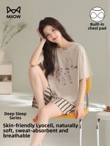 MiiOW | Lyracell Cotton Short Sleeve Shorts Pajama Set with Padding