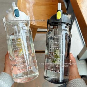 New Large Capacity Straw Filter Sports Water Bottle 2000ML