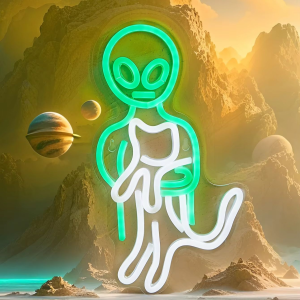 Chi-buy LED Neon Alien Holding a Cat USB Powered Neon Signs Night Light 3D Wall Art Bedroom Living Room Decor Lamp Signs