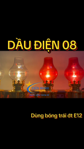 [Giá cặp] Đèn thờ dầu điện 08 dùng bóng ớt cao 20cm ánh sáng đỏ/ vàng