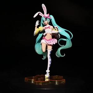 Bandai | Anime Hatsune Miku Figure Rabbit Ears Hatsune Miku Cute and Sweet Characters Handmade PVC Model Cartoon Peripheral Toy Ornaments