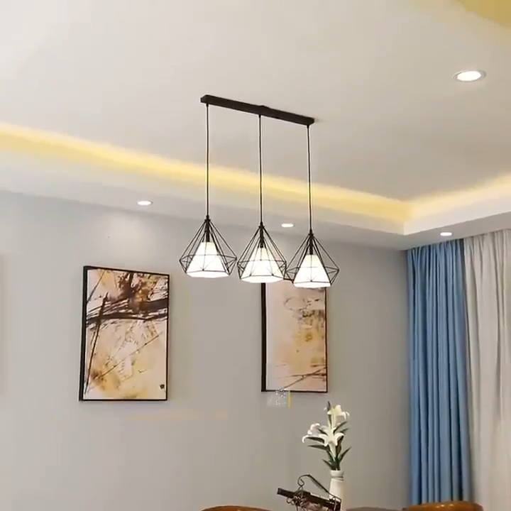 Home modern chandelier ceiling light industrial metal cage living room dining room ceiling light. 
