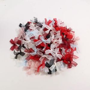 20pcs/lot Colourful Ribbon Bows 3.8x3.8cm Mini Lace Gauze Ribbon Bows Flower For Party DIY Craft Gift Decoration Accessories