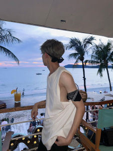 American Vibe Basketball Sports Vest Men Summer Trendy Fitness Sleeveless T-Shirt Shoulder Pad Inner Wear Top Cotton round Neck