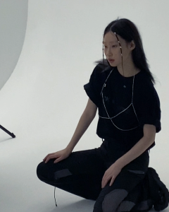 LOOKthatPEOPLE Skirt-Overlay Paneled Tight-fitting Trousers