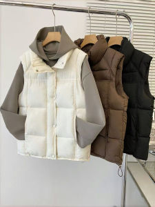 เสื้อแจ็คเก็ตผ้าฝ้ายขนเป็ดสไตล์เกาหลีสำหรับคู่รัก ไซส์ใหญ่ 200 ปอนด์ ฤดูใบไม้ร่วง 2025 เสื้อกั๊กผ้าฝ้ายแบบสวมหัว