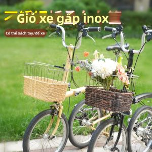 inwild | Giỏ Xe Đạp Tay Cầm Phong Cách Mây Cổ Điển Cho Mua Sắm & Lưu Trữ