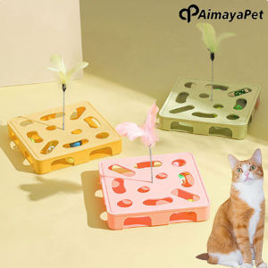 AIMAYAPET Interactive Kitten Toys Roller Tracks with Spring Pet Toy with Exercise Balls Teaser Feather