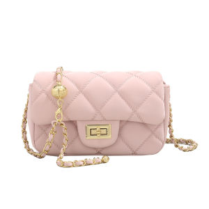 URCDN RDALVO | Pink Small Gold Ball Quilted Chain Shoulder Bag