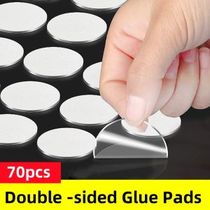 70pcs Nano Gel Mat Transparent Tape Round Traceless Removable Sticky Double-Sided Adhesive Tape for DIY Craft Poster Hand Decor