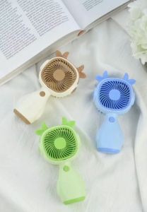 YASE Cartoon Cute Cow Corner Handheld Fan with Stand