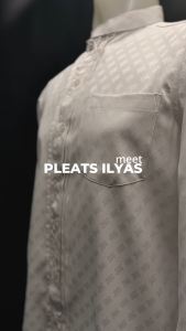 Casella Baju Koko Pria Lengan Panjang Pleats Ilyas | Baju Koko Putih Lengan Panjang