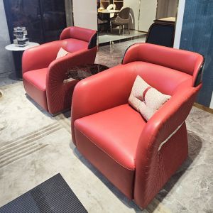 Modern Italian Luxury Simple Leather Furniture Solid Wood High Back Villa Living Room Modern Buckle Sofa Quality Luxury Type