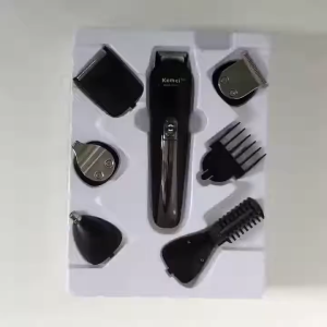Kemei KM600 Mesin Cukur Rambut Lengkap Full Set Multifungsi 6-in-1 Pencukur Jenggot dan Kumis Elektrik Stainless Steel Kemei KM-600 Original