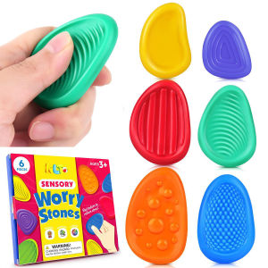 Fidget Toys Adults Sensory Silicone Stone 6 Pack Textured for Autism Kids Calming Down Fidget Stress Relief Toys