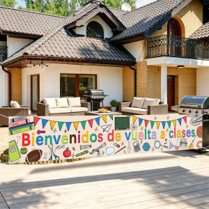 Back to School Spanish Banner Bienvenidos De Vuelta a Clases Classroom Banner with Pencils and Books for First Day