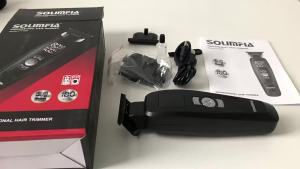 Tông Đơ Cắt Tóc Điện Solimpia 3 Tốc Độ Điều Chỉnh Màn Hình LCD Màu Trắng Salon Lưỡi Cắt Tóc Có Đầu Dầu Nút Nhấn Khắc Cho Nam