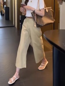 Casual Big Size Womens Pants 2024 Summer Lightweight High Waist Loose Fit Slimming Straight Leg Design for Young Girls