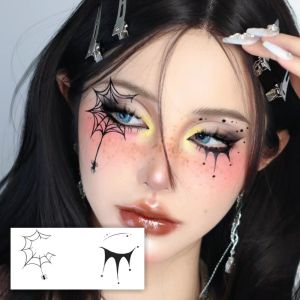 สติ๊กเกอร์ตกแต่งหน้าฮาราจูกุ ลายผ้าป่า ผีเสื้อ ผี วันสตีฟเวนส์ ป้องกันน้ำ กระดาษติดหน้า ตกแต่งหน้า ตกแต่งผม ตกแต่งหน้า