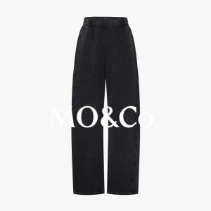 MO&Co. | Spring Autumn Cotton High Waist Diamonds Decorated Trousers