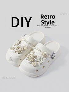 LINGMIAO | Vintage Elegant Camellia Pearl Clogs Clips Shoe Decor Accessory