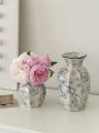 Chinese-Style Blue and White Porcelain Flower Vase. 