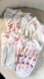 5Pairs Women Lolita JK Japanese Korean Style White Socks Casual Socks Cotton Socks